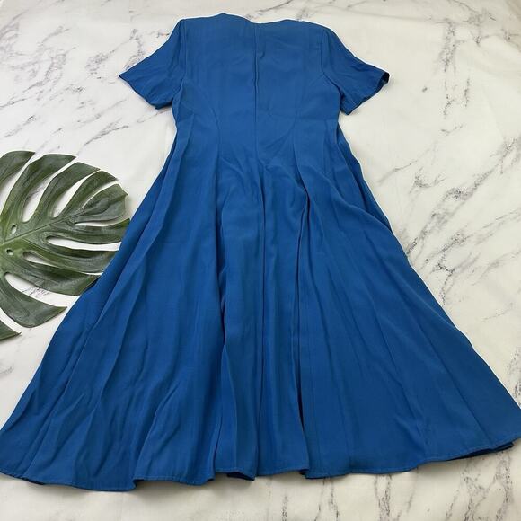 Express Womens Vintage 90s Button Front Dress Size 9 Bright Blue Square Neck - Picture 6 of 9